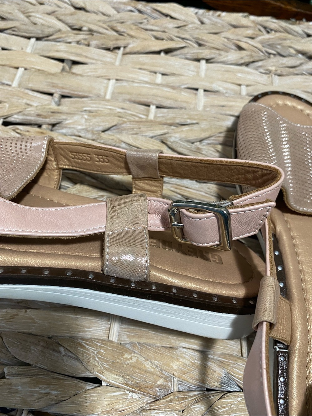 Women's Rose Gold Perforated Slingback Sandals - Picture 6 of 8